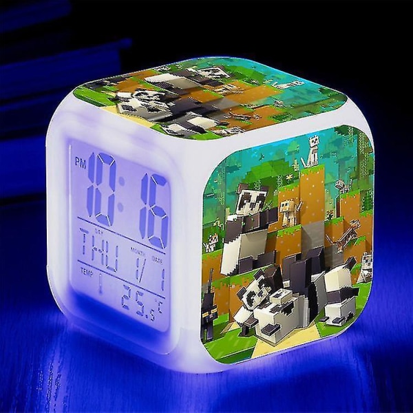 Minecraft Väckarklocka Coolie Scared Cartoon Led Digital Color Luminous Clock Födelsedagspresent Julklapp Stil 2