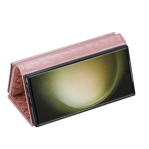 BKS-002 Wallet Case til Samsung Galaxy S24 Ultra med 7 Kortpladser Læder Stødsikkert Telefoncover Multicolor Rose Gold
