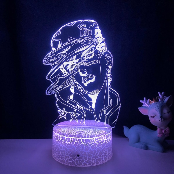 Ny 3d illusionslampa Anime Jojos bisarra äventyr Nattlampa med fjärrkontroll för dekoration i sovrummet Pojkar Flickor Födelsedag Jul -- Patter