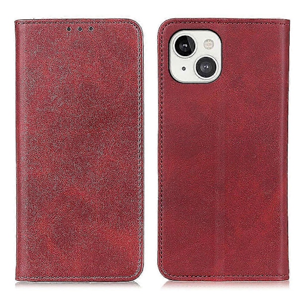 Splitlæder Magnetisk Auto-absorberende Wallet Telefon Stand Shell Case til iPhone 13 6.1 tommer Multicolor Style E