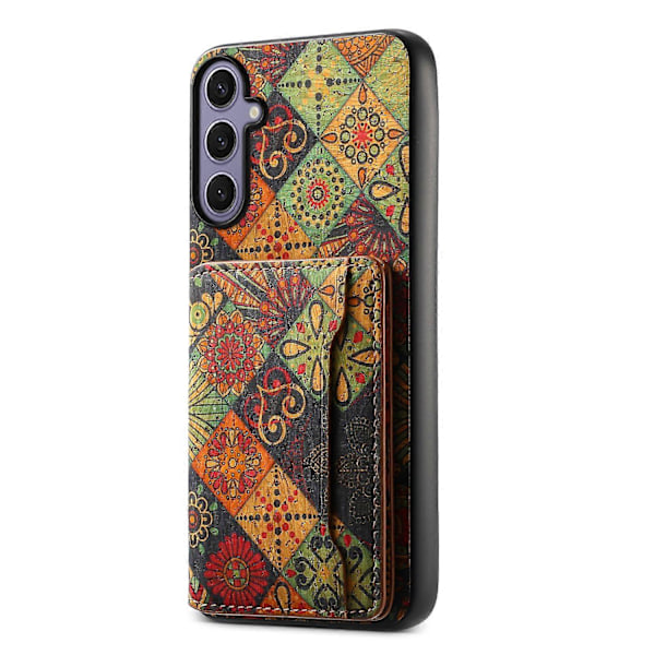 Til Samsung Galaxy S25+ Cover Blomsterprint Læder+PC+TPU Cover med Kortholder Støttefod Multicolor Style A