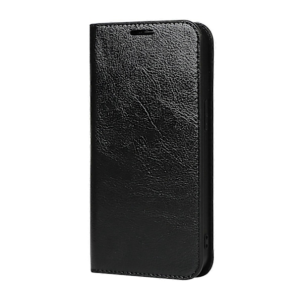 Ægte Læder Folio Flip Wallet Cover med Støttefod til iPhone 13 Pro 6.1 tommer - Sort