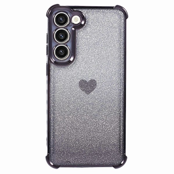 Glitter Gradient TPU-telefondeksel med hjertemønster og forsterkede hjørner for Samsung Galaxy S23+ Multicolor Style F