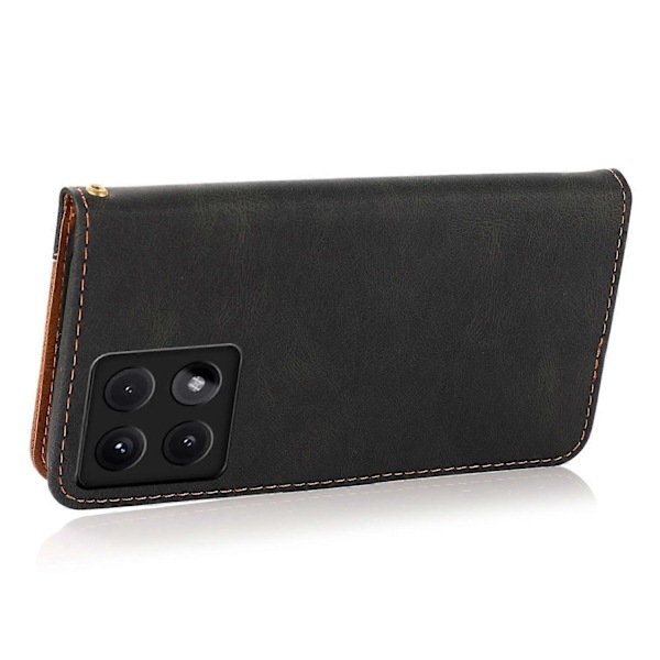 Fodral för Xiaomi 14T Färgskarvning Plånboksställ Läder Telefonfodral med Handledsrem Multicolor Style C