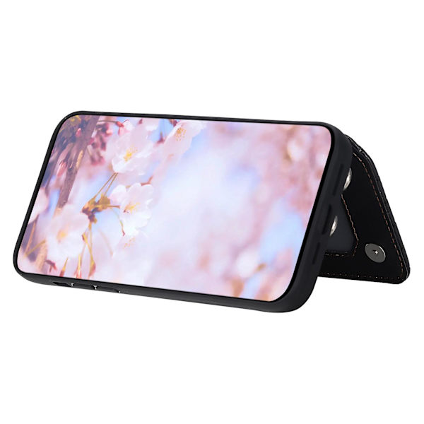 Phone case för Iphone 15 Rfid-blockerande korthållare Pu-läderbelagd TPU-skal med handledsrem Blue