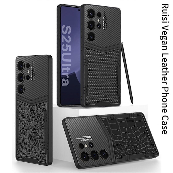GKK Etui til Samsung Galaxy S25 Ultra, tekstureret PU+PC+TPU telefoncover - Krokodille tekstur Multicolor Python Texture