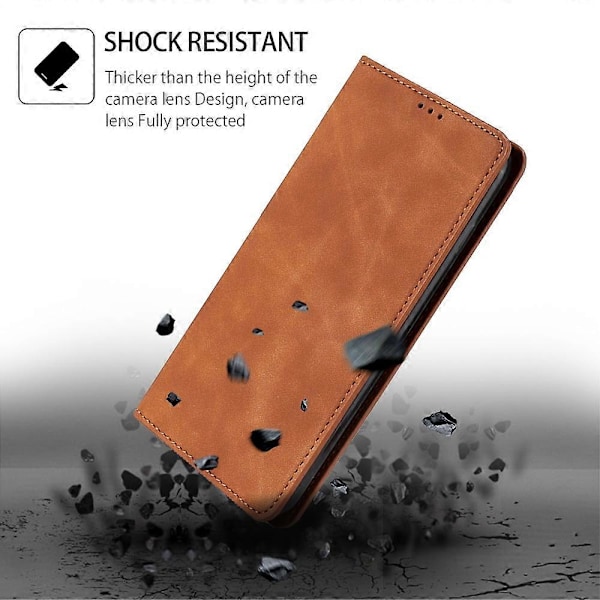 Motorola Moto G54 5G -kotelo, nahkainen, jalustalla ja korttipaikoilla - Tummanruskea Multicolor Light Brown