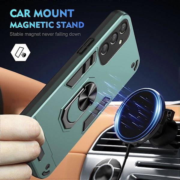 Til Samsung Galaxy A16 5G/A16 4G Cover PC+TPU Drop Defend Telefon Cover med Ring Kickstand- Multicolor Green