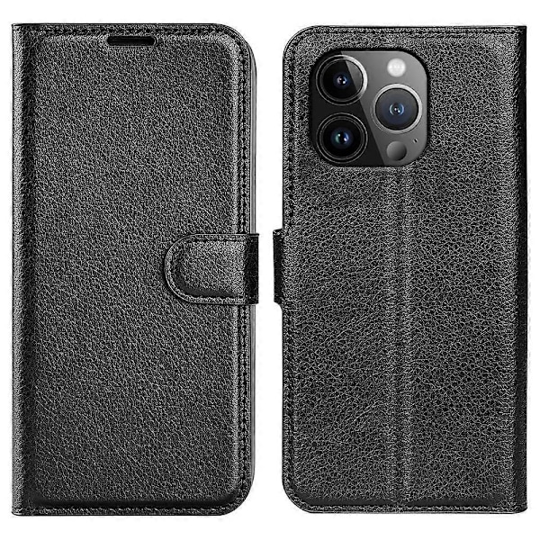Stødsikkert tegnebog telefoncover i PU læder med stativ til iPhone 15 Pro Multicolor Style A