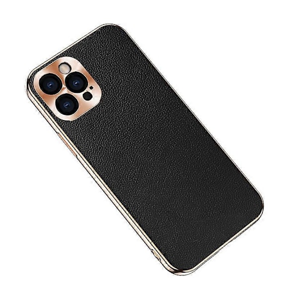 Elektropläterad CD-linsskydd Äkta Läder TPU Skyddsskal för iPhone 12 Pro