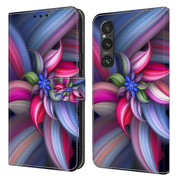 Plånboksfodral i PU-läder med 3D-mönster och ställ för Sony Xperia 1 V Multicolor Style M