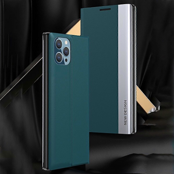 För iPhone 15 Pro PU Läder Flip Ställ Telefonfodral Elektropläterat Skyddsfodral Multicolor Style B