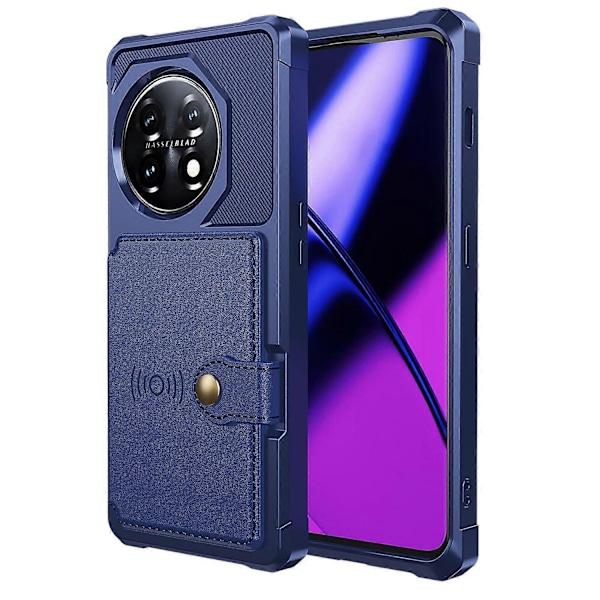 ZM03 Stødsikkert etui til OnePlus 11 5G PU læderbelagt TPU telefoncover med kortholder og støttefod Multicolor Style D