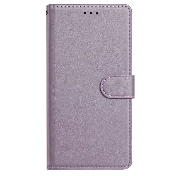 Samsung Galaxy S24+ Nahkainen Puhelinkotelo Lompakko Jalustalla ja Kätevällä Hihnalla - Vihreä Multicolor Purple
