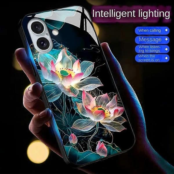 Skal för iPhone 16 Call Flash-serien Mönstertryck Härdat Glas+TPU Combo Mobilskal Multicolor Style E