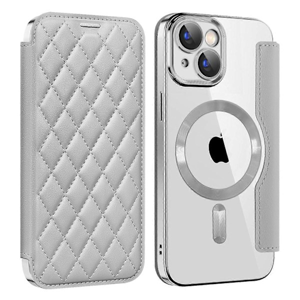 For iPhone 15 Deksel RFID-blokkerende Kortspor PU Lær Telefondeksel Kompatibelt med MagSafe