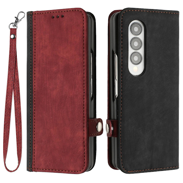 För Samsung Galaxy Z Fold3 5g Pu Läder Phone case Korthållare Cover Red