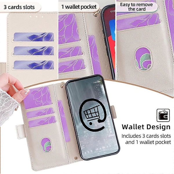 Læder Wallet Case med RFID-blokering og stativ til Realme GT 7 Pro 5G med håndrem - Grøn Multicolor White