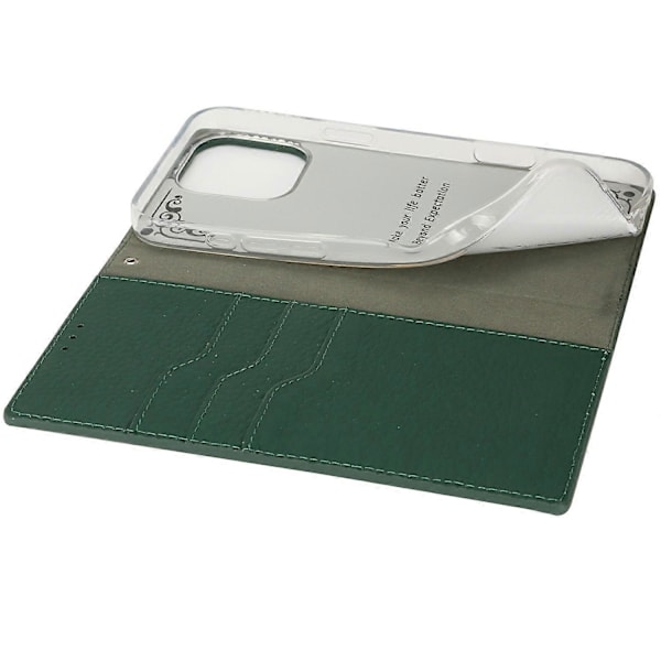 For iPhone 16 Pro Wallet Case Ægte Ko Læder Telefon Cover Litchi Tekstur Multicolor Style C