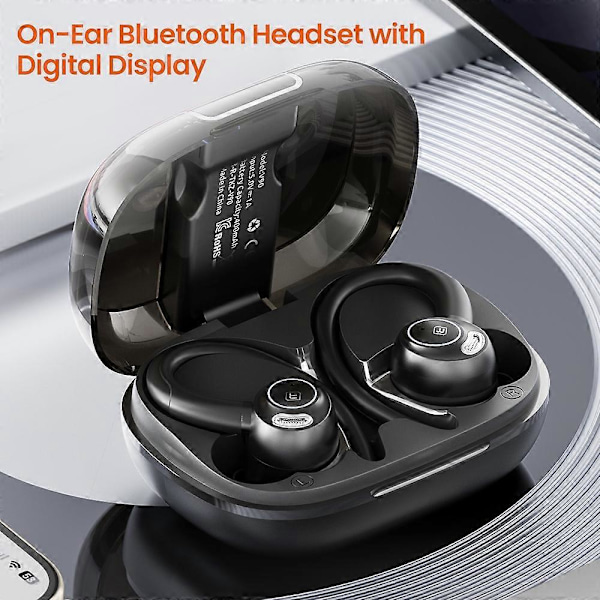 TOOCKI V90 Bluetooth-kompatibla Hörlurar Öronkrok Digital Display Trådlöst Headset