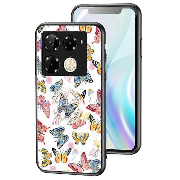 För Infinix Note 40 Pro 4G Telefonfodral TPU-ram Härdat Glas+PC Baksida Multicolor Style C