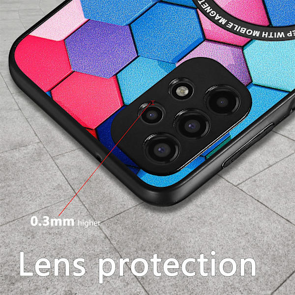 Mönstertryckt phone case för Samsung Galaxy A13 4g, Pu-läderbelagd PC+tpu cover med metallring Iridescent Cloud