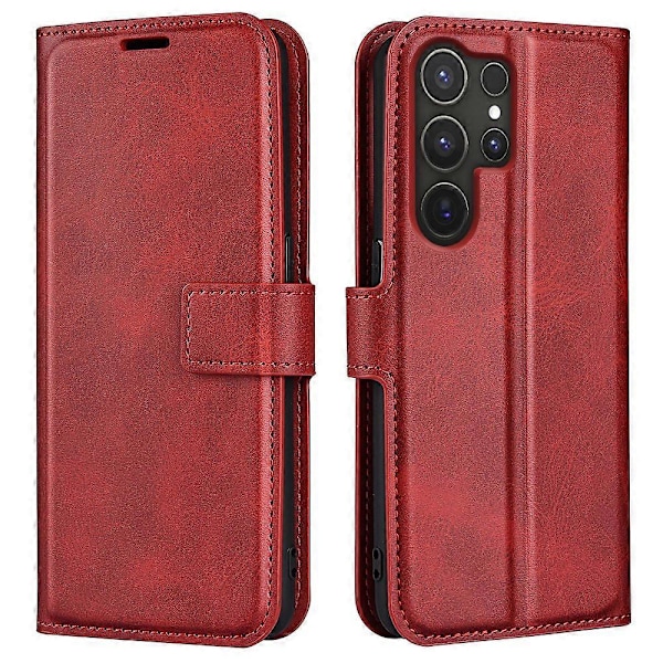 Til Samsung Galaxy S25 Ultra Stand Case Anti-Scratch Kalvetekstur Læder Telefon Cover Multicolor Style B