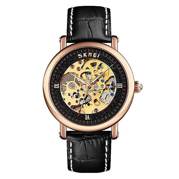 Skmei 9229 Automatic Hollow Mechanical Watch Rose Gold Shell Black Face
