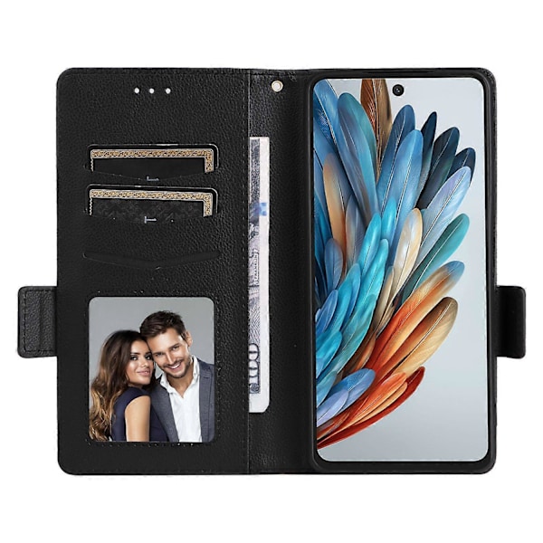 Til ZTE nubia Music Etui Litchi Tekstur PU Læder Wallet Flip Telefon Cover - Grå Multicolor Black