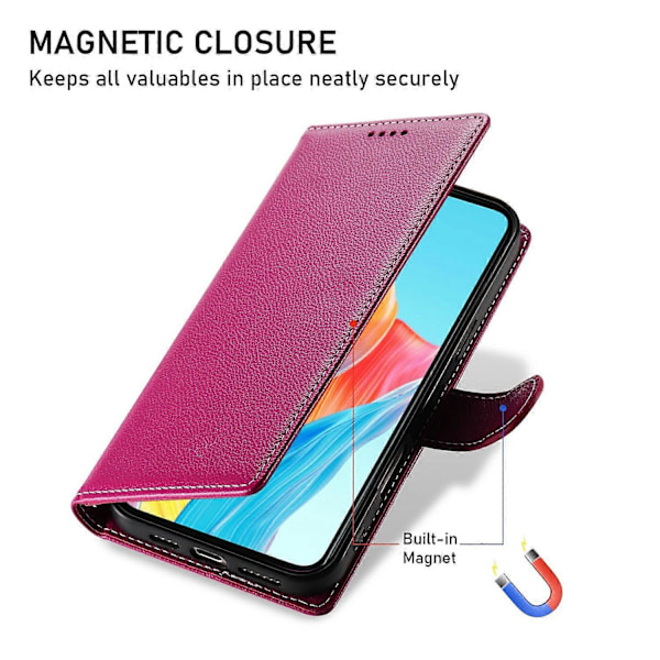 Til Realme 14 5G Stand Case Litchi Tekstur Læder Wallet Telefon Cover Magnetisk Lukning Multicolor Rose