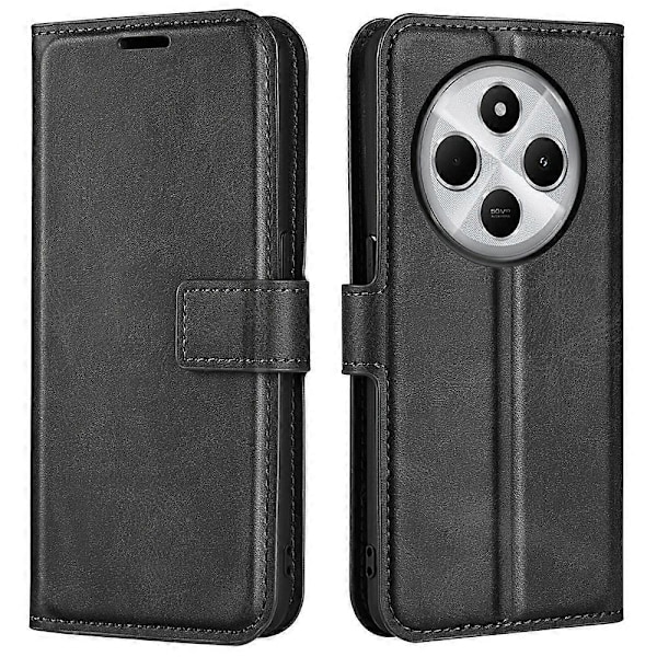 Til Xiaomi Poco C75 4G/Redmi 14R 5G/14C 4G Stand Case Anti-Scratch Kalvetekstur Læder Telefon Cover Multicolor Style B