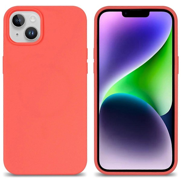 För iPhone 14 Plus Silkeslen Mjuk Touch Flytande Silikon Skal Fiberfoder Fallskydd Mobilskal Multicolor Style G