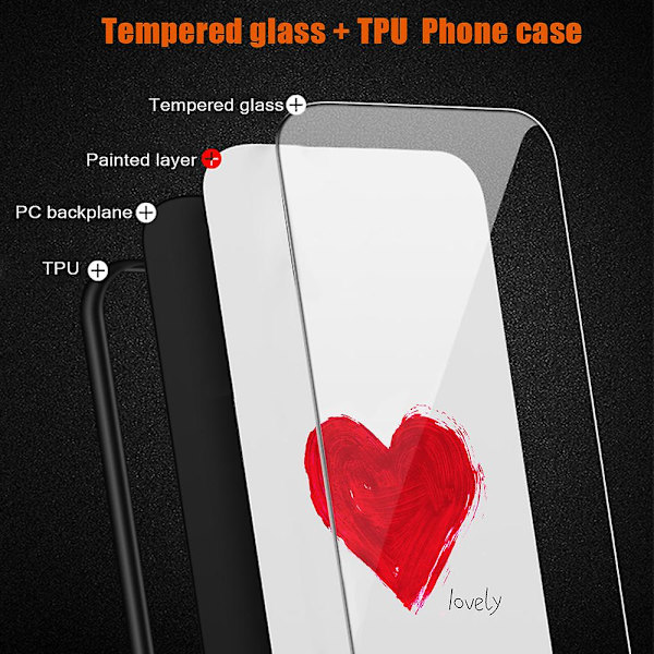 För Iphone 15 Plus Printed case härdat glas+pc+tpu Hybrid cover Gradient Pink Blue