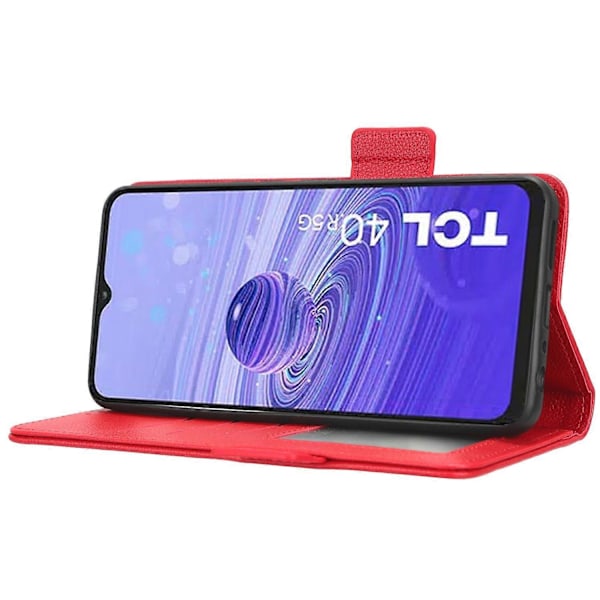 Læder Smartphone Etui til TCL 40R 5G, Dobbelt Magnetisk Lås Flip Wallet Stand Telefon Cover Multicolor Style D