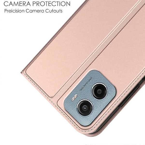Motorola Moto E15 4G/G05 4G -kotelo PU-nahkainen puhelinkotelo korttipidikkeellä, jalustalla ja magneettilukolla Multicolor Style C