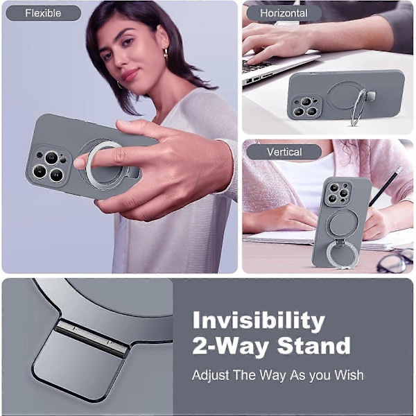 För iPhone 14 Pro Max Kompatibelt med MagSafe Mobilskal Flytande Silikon Skal med Ställfunktion Multicolor Style E
