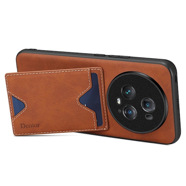 DENIOR Takakansi Honor Magic5 Pro -puhelimelle, PU-nahkapäällysteinen TPU-kotelo jalustalla ja korttipaikalla Multicolor Style C