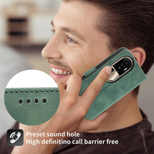 Cover för Oppo Reno10 Pro+ 5g, linjer tryckt Pu-läder plånboksfodral Flip Stand Case Green