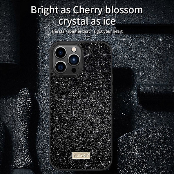 SULADA iPhone 16 Pro -kotelo PU-nahka+PC+TPU Glitter Paljetit Takapuhelimen kuori - Musta Multicolor Multi-color/Multi-color