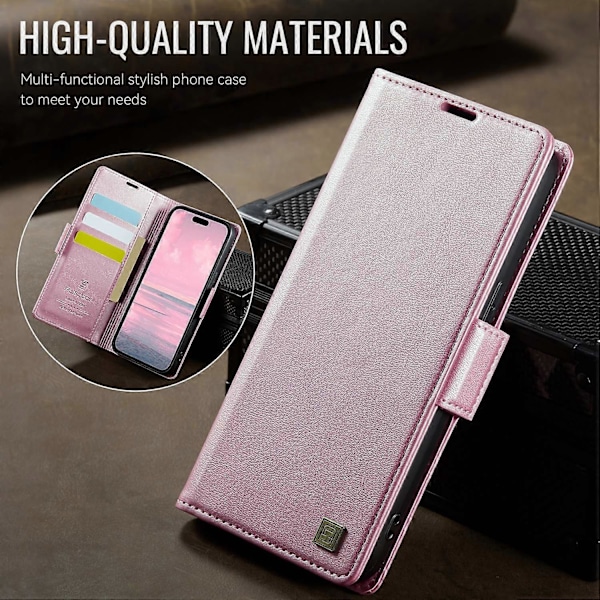 iPhone 14 Pro Max -kotelo AUTSPACE A11 RFID-suojattu retro nahkainen puhelinlompakkokotelo - Musta Multicolor Pink