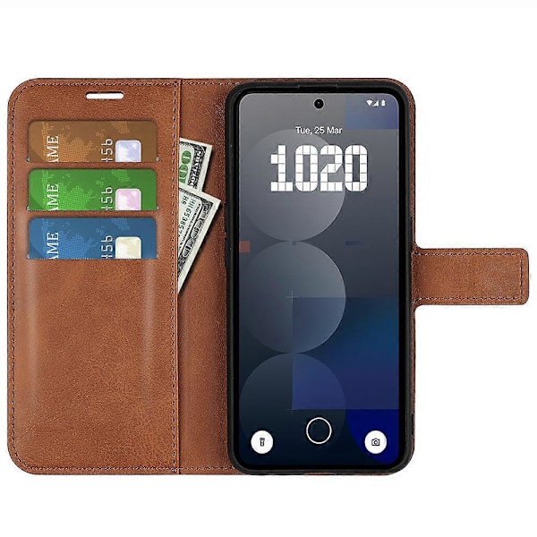 Til Nothing Phone Pro Stand Case Anti-Scratch Kalvetekstur Læder Telefoncover Multicolor Light Brown