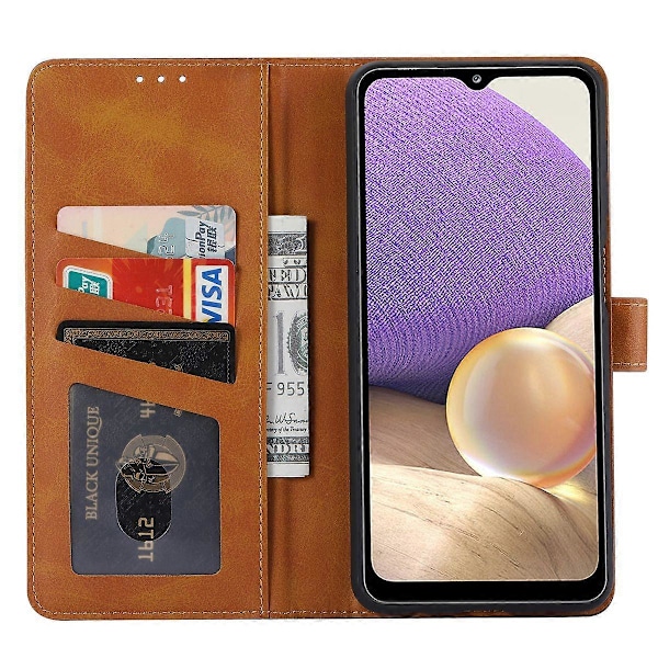 För Samsung Galaxy A33 5G Stötsäkert Kortfodral Affärsstil Plånboksställ Läder Telefonfodral