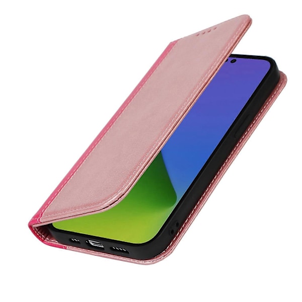 Bi-farvet PU læder telefoncover med stativ og pung til iPhone 15 Pro Multicolor Style E