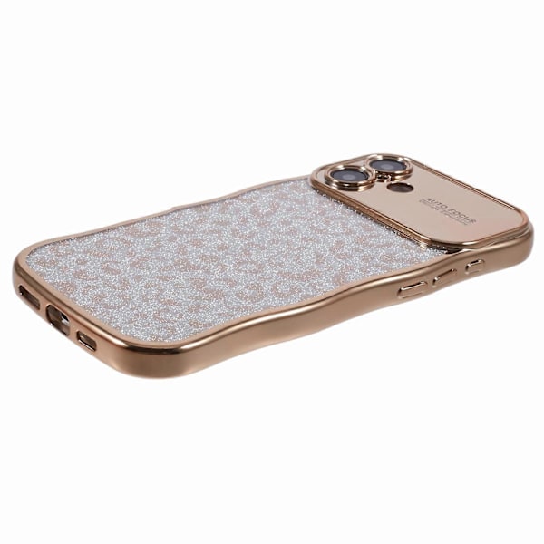 Skal för iPhone 16 Plus, lockigt ram, TPU-telefonskal, leopardtryck, glitter Multicolor Style D