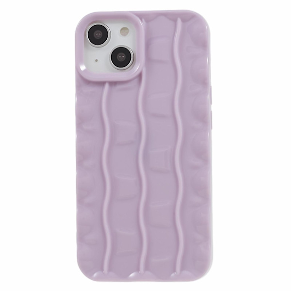 För Iphone 13 Soft Tpu Case 3d randigt mönster Anti-halk bakre cover Purple