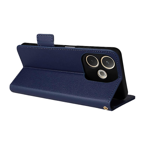 Etui til Oppo A5 Pro 4G/5G/A5 Energy 5G med håndledsrem Litchi Tekstur PU Læder Wallet Phone Cove Multicolor Dark Blue
