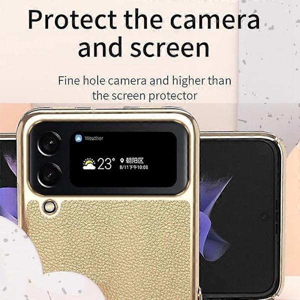Samsung Galaxy Z Flip4 5G Metallikehys PU-nahka + PC Takakansi Sormenjälkiä estävä puhelinkotelo Multicolor Style E