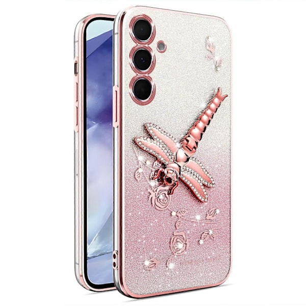 KADEM Fodral för Samsung Galaxy A35 5G Fjäril Ställ TPU Blommor Glitter Skal Multicolor Style A