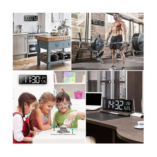 13 tum Display Led Digital Väggklocka Fjärrkontroll Bord Väckarklocka Datum Vecka Timer Automatisk Di