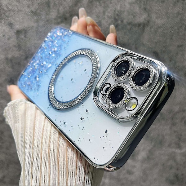 Magnetiskt skal för iPhone 13 Pro, skyddande TPU+PC glitterfodral Multicolor Style B